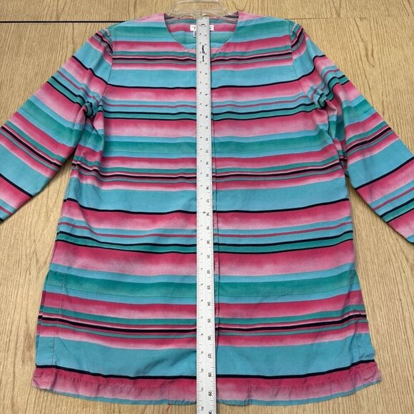 Talbots Multicolor Striped 100% Silk Long Sleeve Button-Front Shirt Blouse 6 - Picture 5 of 8